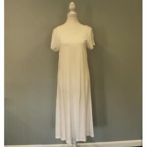 P.Jamas Women's Butterknits Long Nightgown Short Sleeves White Size Med